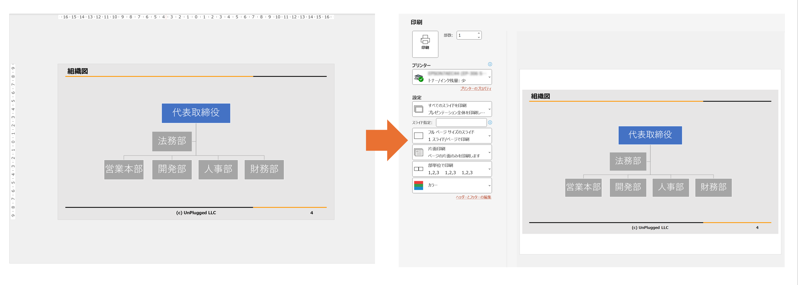 印刷時に余白が